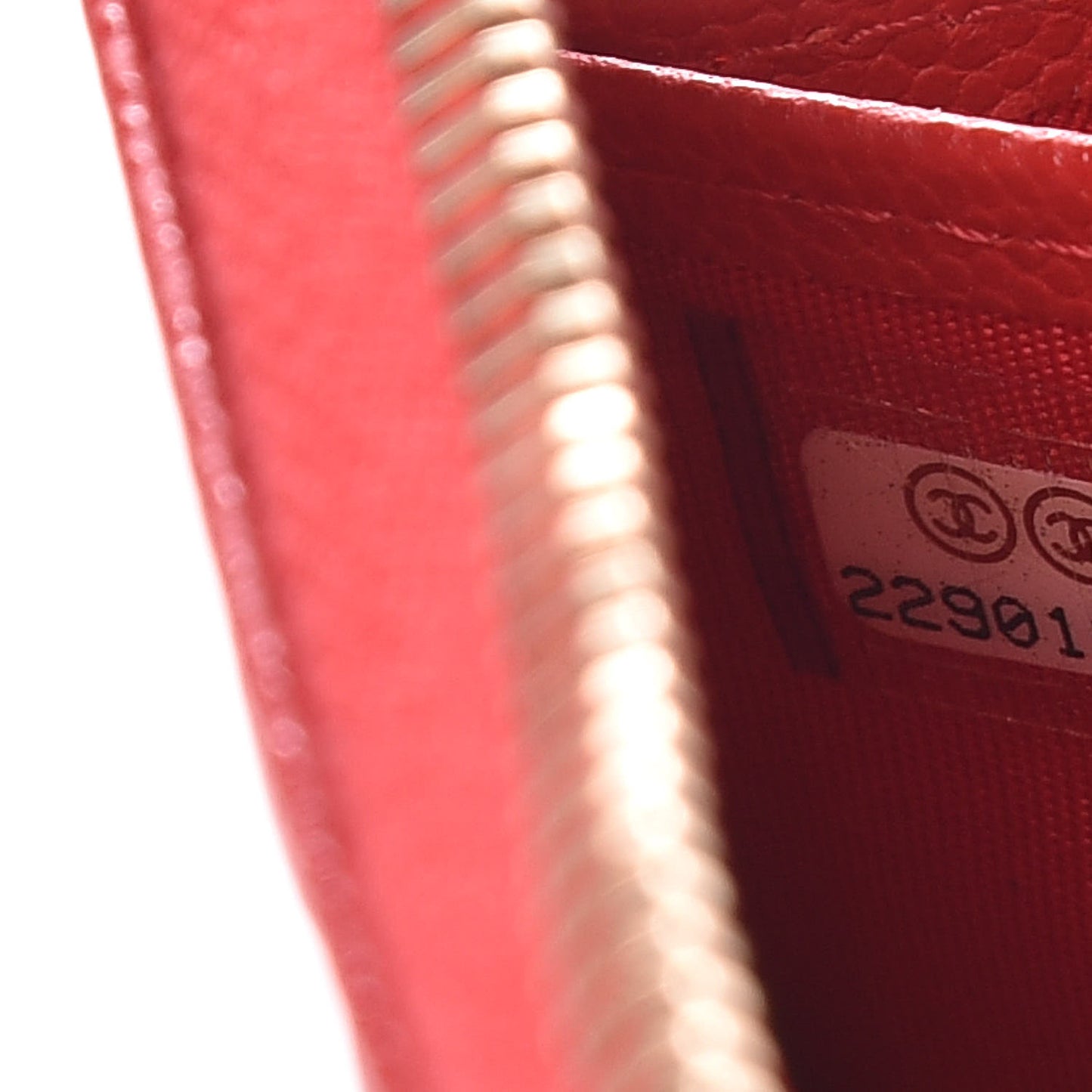 Caviar Camellia Embossed Zip Around Large Gusset Wallet Red
