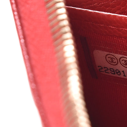 Chanel Caviar Camellia Embossed Zip Around Large Gusset Wallet Red 8 of 8