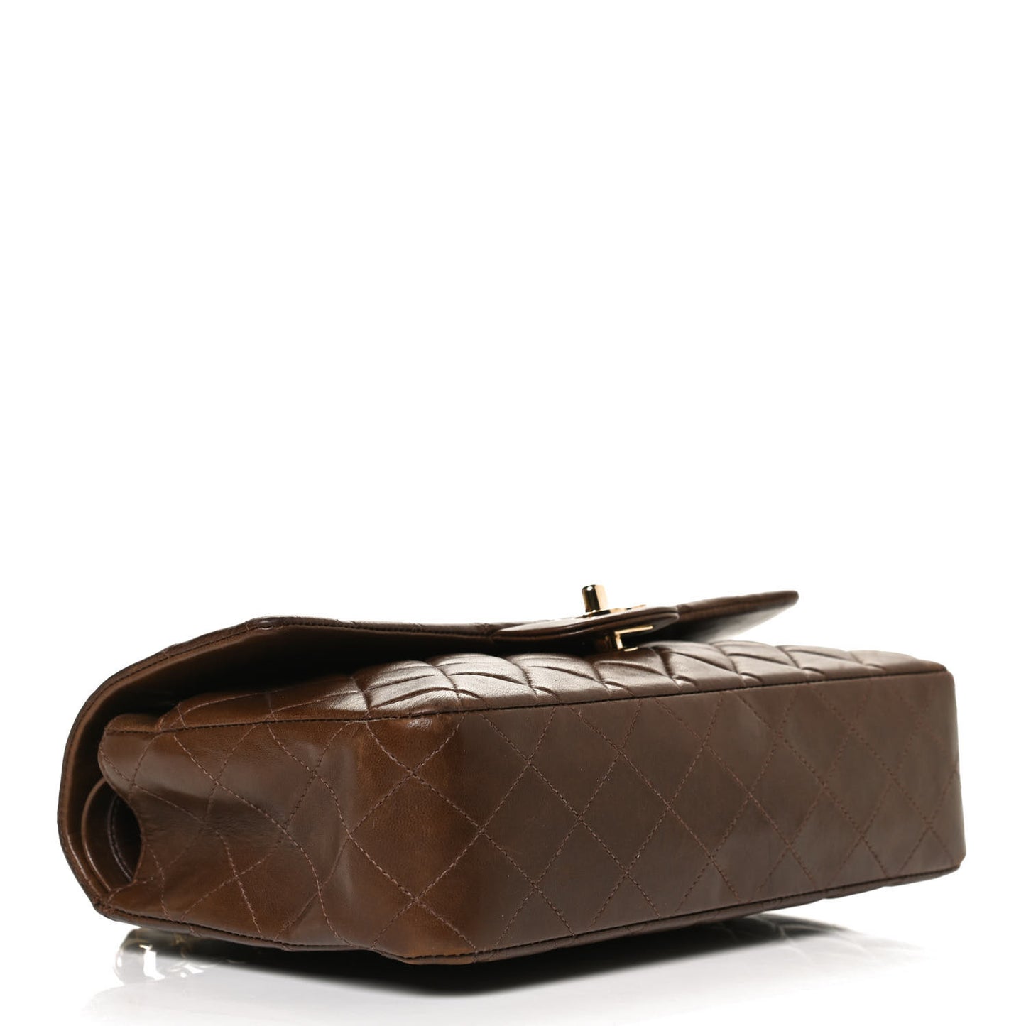 Lambskin Quilted Medium Double Flap Brown