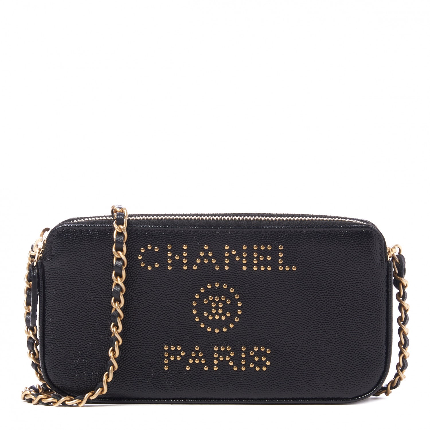 Chanel Caviar Studded Small Deauville Clutch With Chain Black 1 of 9