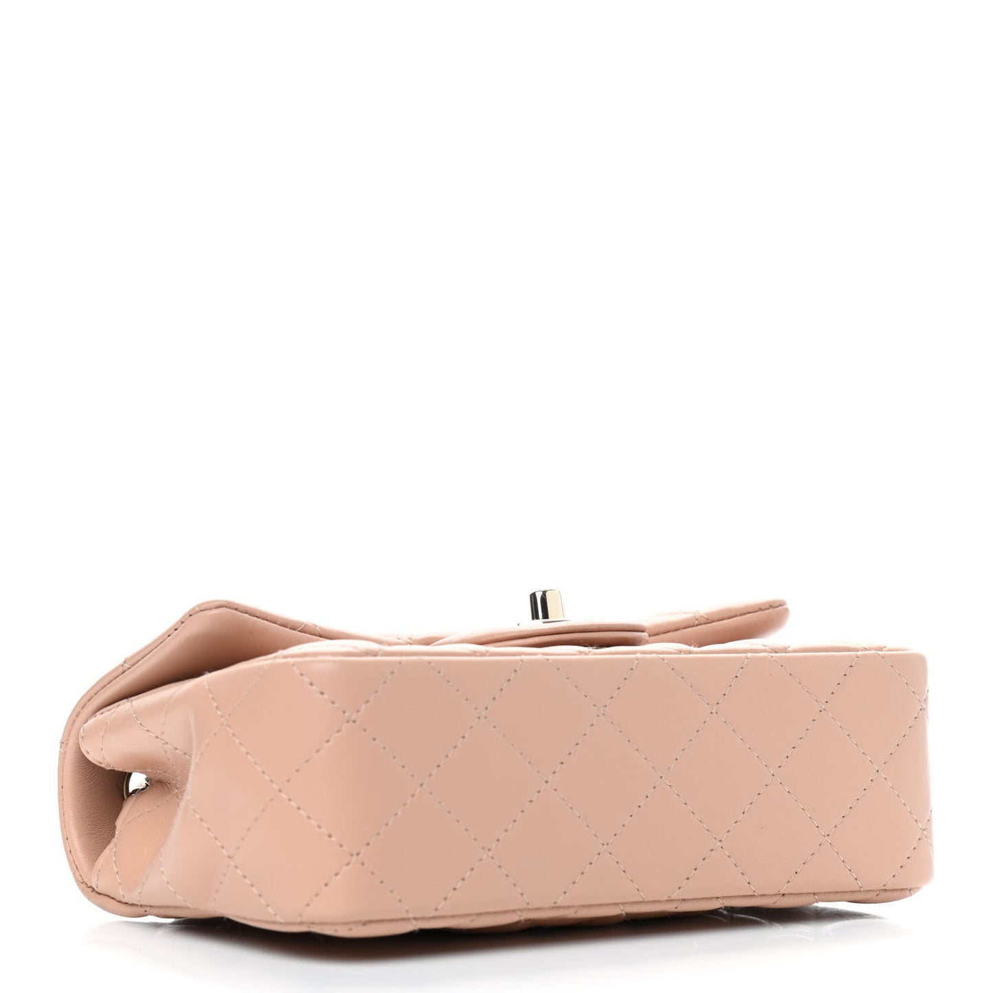 Lambskin Quilted Mini Rectangular Flap Beige