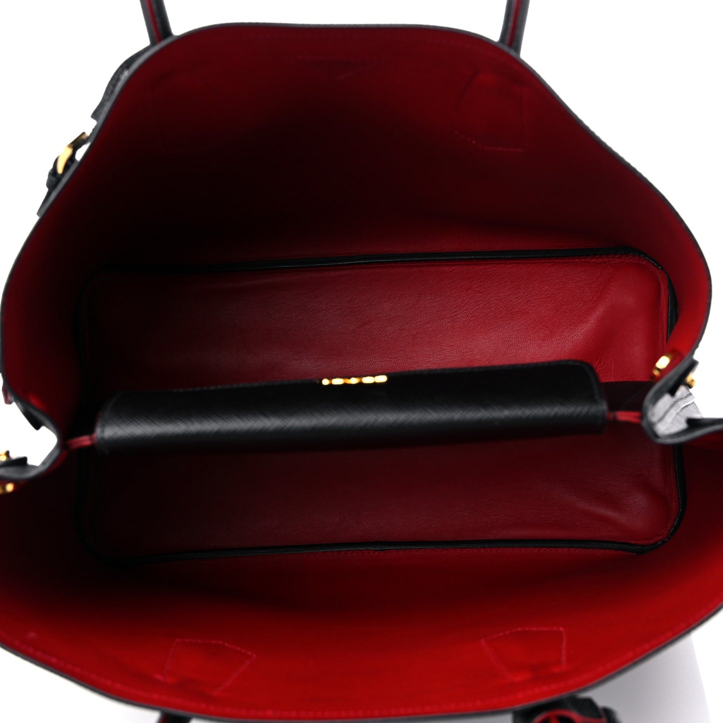 Saffiano Cuir Medium Double Bag Black Fuoco