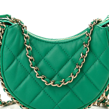 Chanel Lambskin Quilted Mini Chain Around Hobo Green 8 of 11