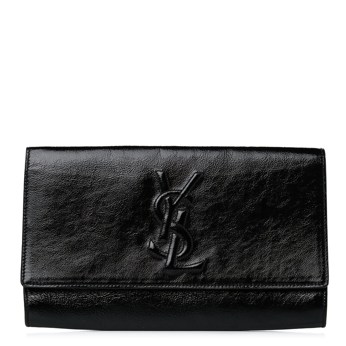 Textured Patent Monogram Large Belle De Jour Clutch Black