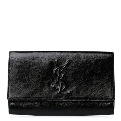 Saint Laurent Textured Patent Monogram Large Belle De Jour Clutch Black 1 of 12