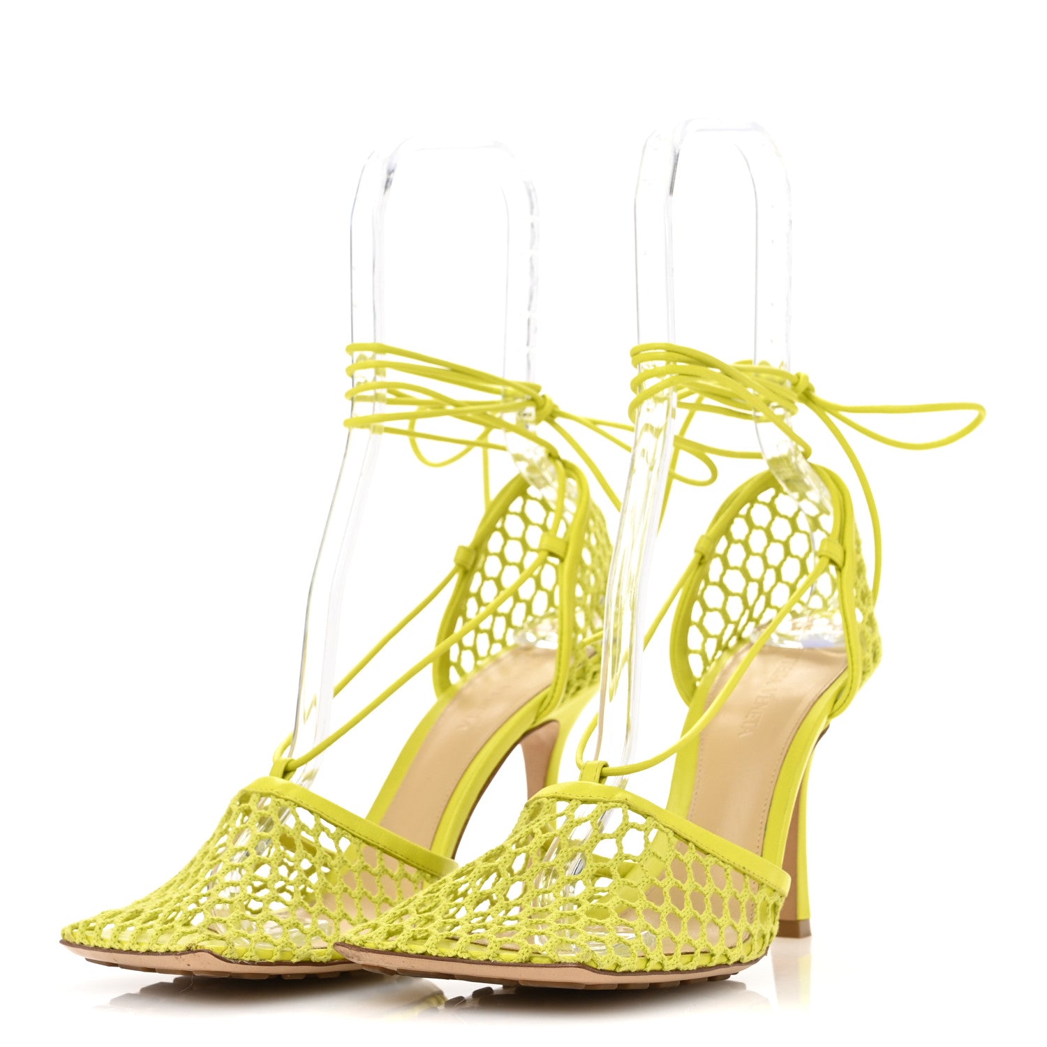 Bottega Veneta Mesh Nappa Stretch Ankle Tie Sandals 39 Kiwi 4 of 10