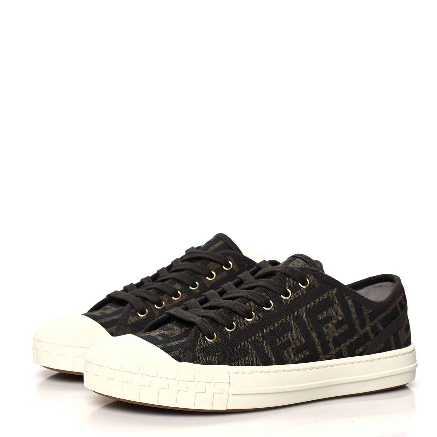 Fabric Jacquard FF Womens Domino Low Top Sneakers 39 Tobacco