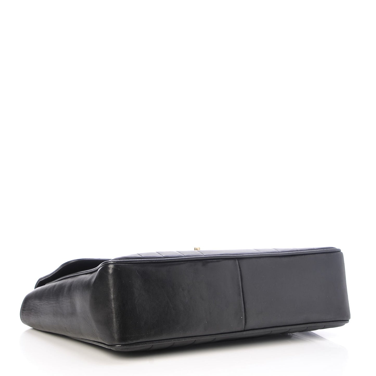 Lambskin Vertical Quilt Jumbo Single Flap Black