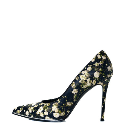 Givenchy Calfskin Floral Print Pointed Toe Pumps 40.5 Black Multicolor 1 of 11