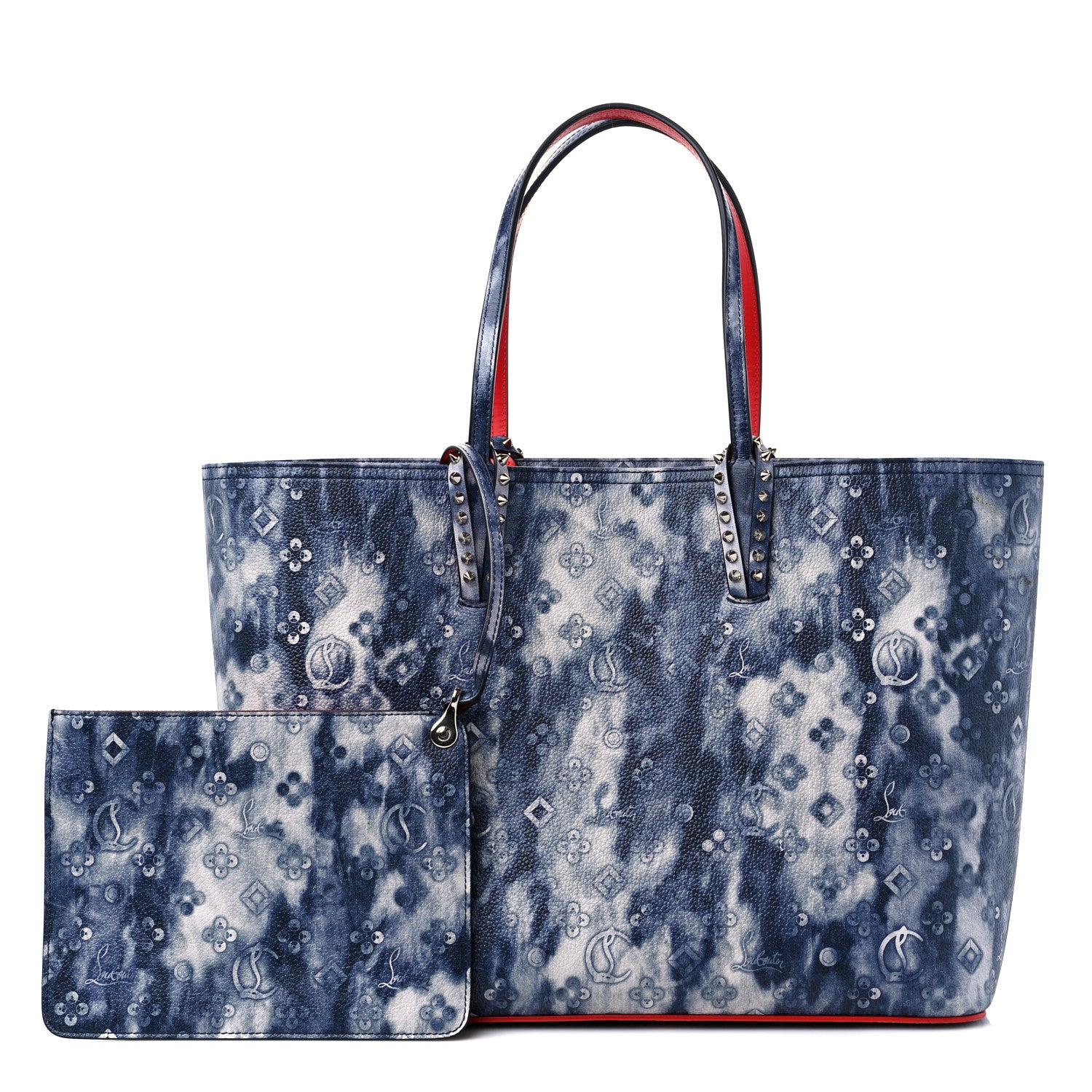 Christian Louboutin Metallic Calfskin Tie Dye Spikes East West Cabata Tote Multicolor 1 of 10