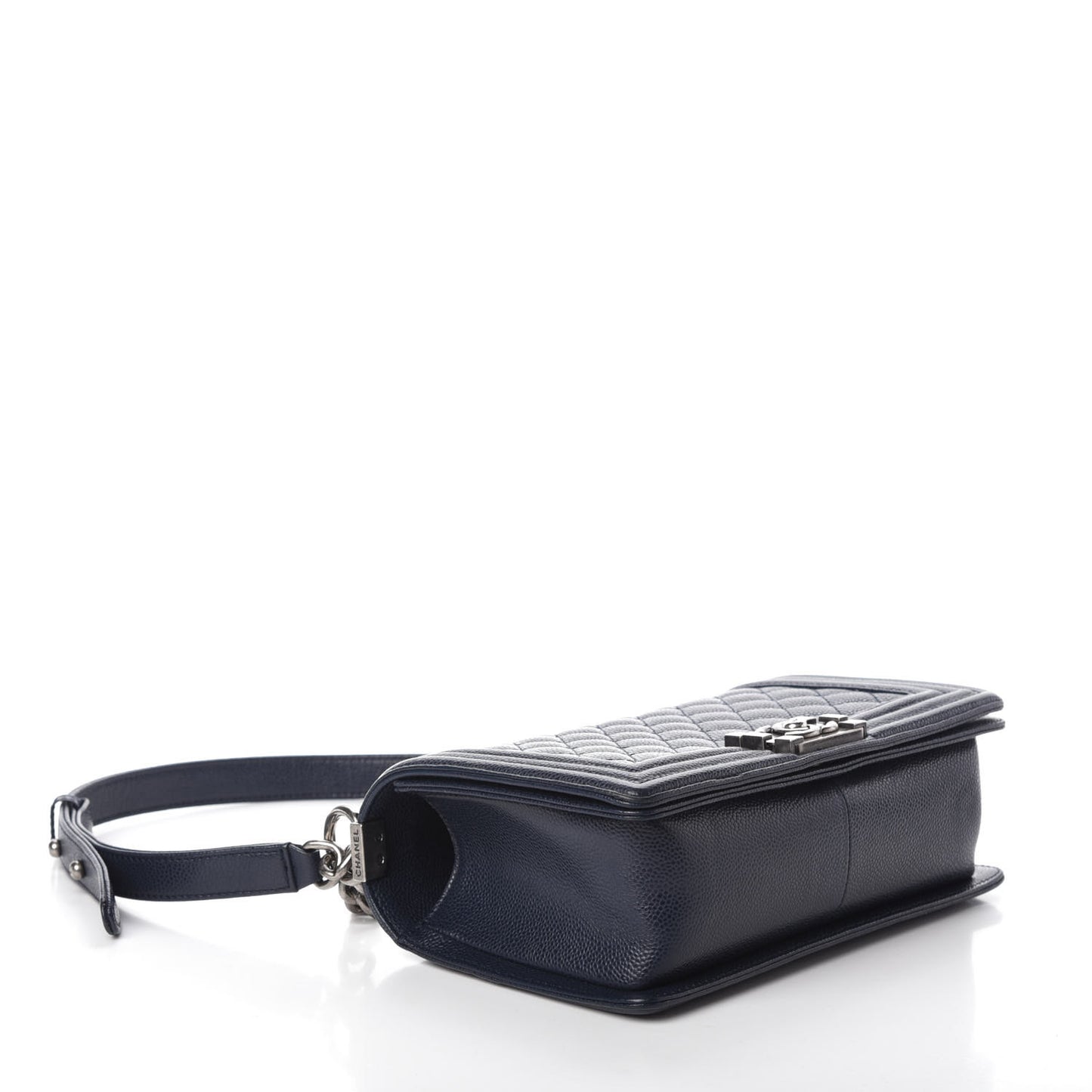 Caviar Quilted Medium Boy Flap Navy