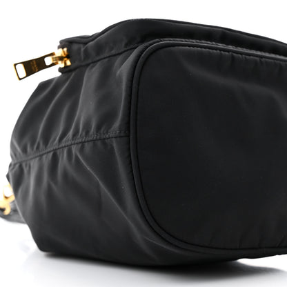 Prada Saffiano Tessuto Nylon Mini Bucket Crossbody Bag Black 8 of 9