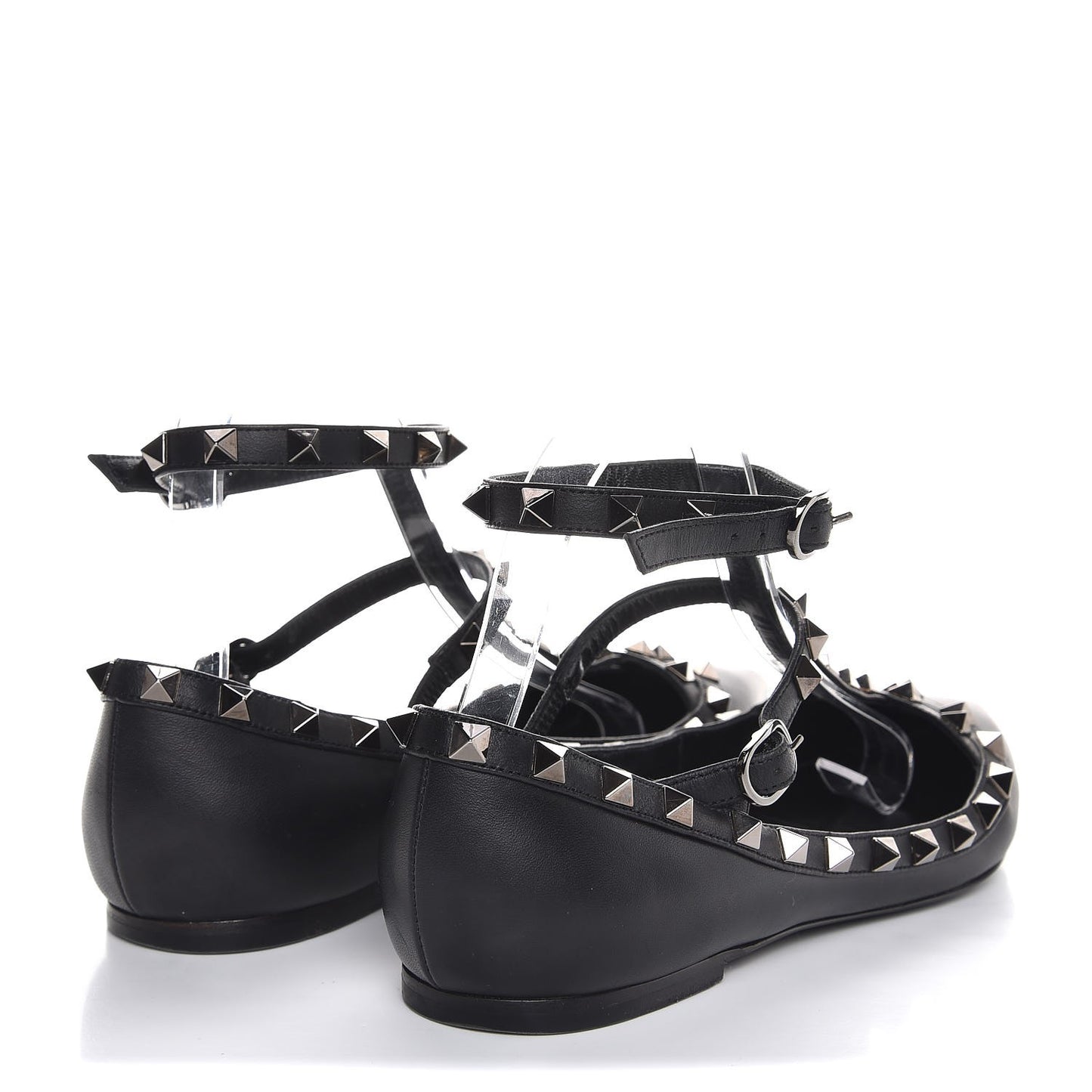 Nappa Rockstud Cage Ballerina Flats 38 Black