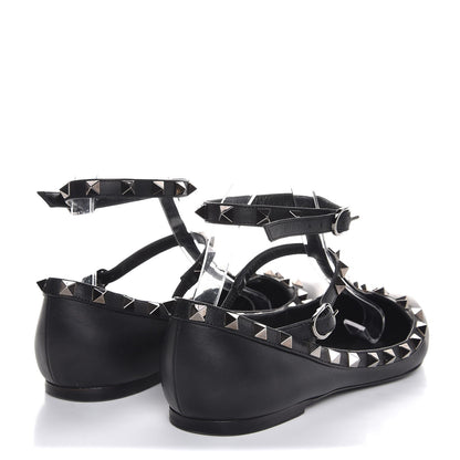Valentino Garavani Nappa Rockstud Cage Ballerina Flats 38 Black 4 of 10