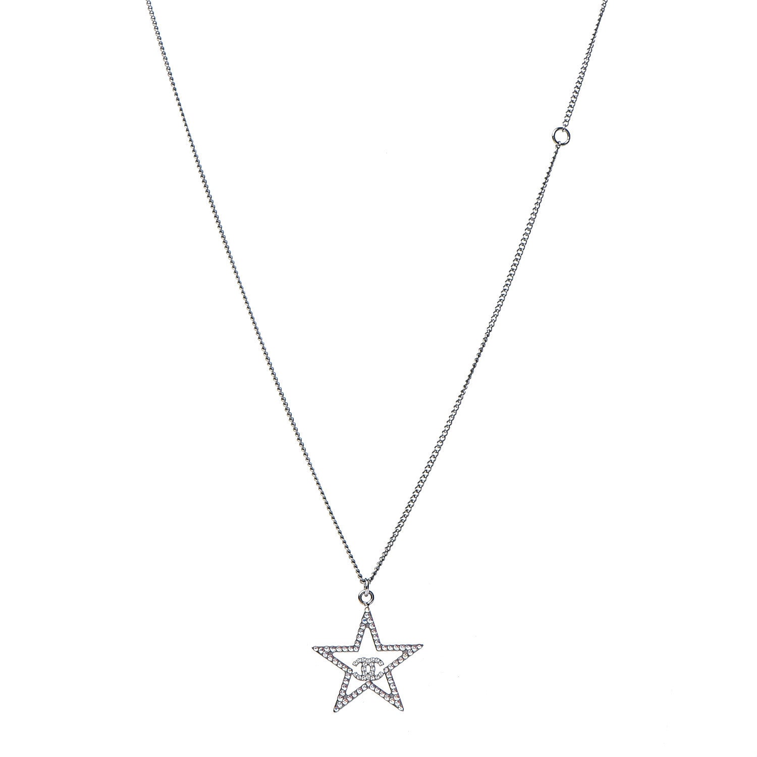 Chanel Ruthenium Crystal Star CC Necklace Iridescent Pink 1 of 3