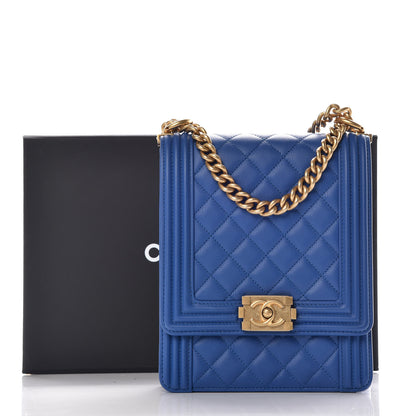 Chanel Calfskin Quilted North South Boy Flap Blue 10 of 10