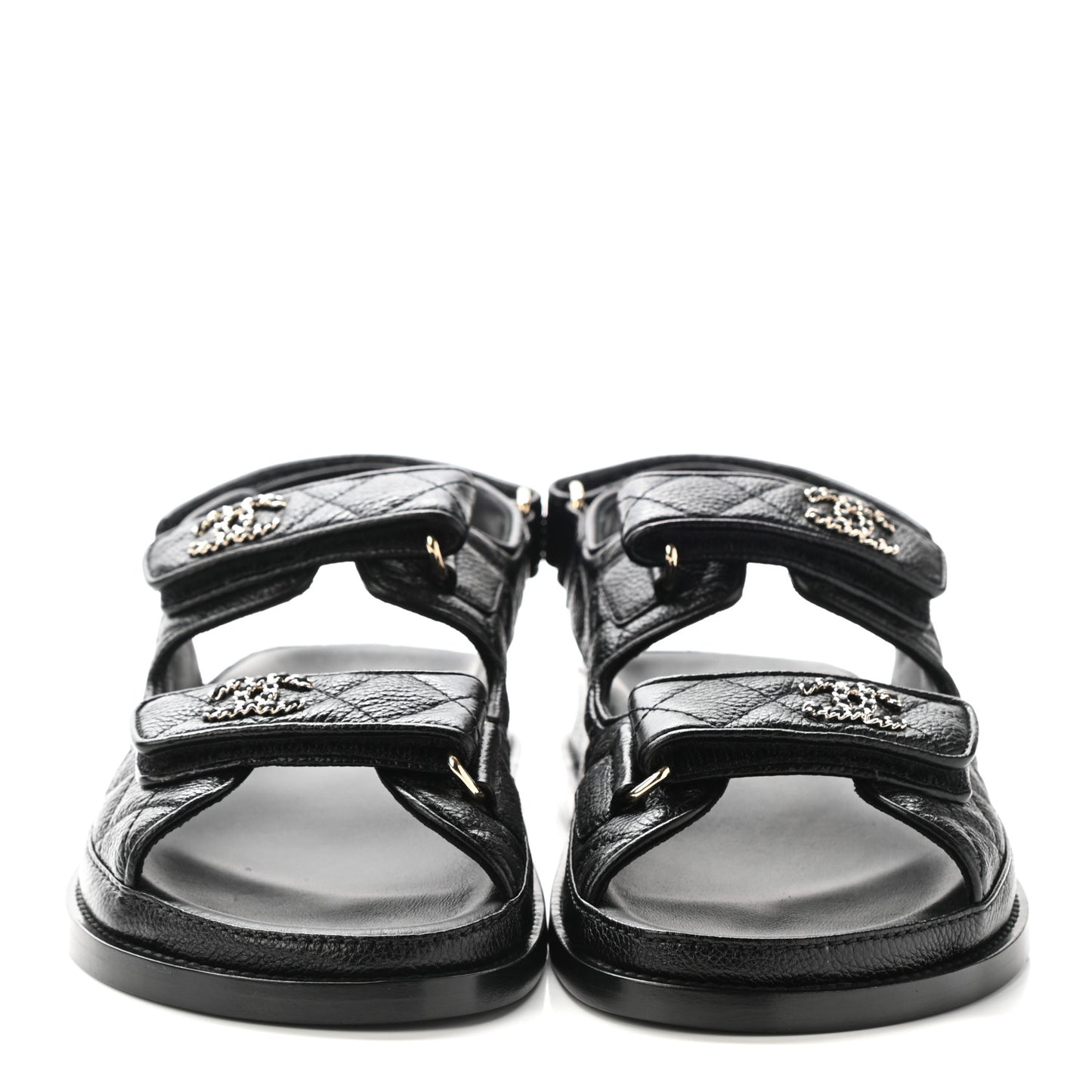 Grained Calfskin Velcro Dad Sandals 36.5 Black