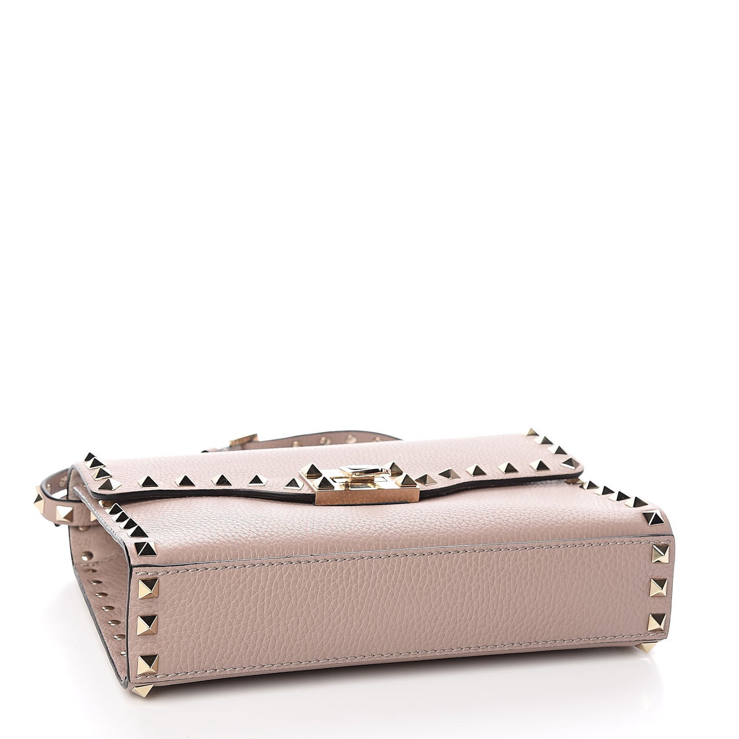 Pebbled Calfskin Medium Rockstud Flip Lock Crossbody Bag Poudre