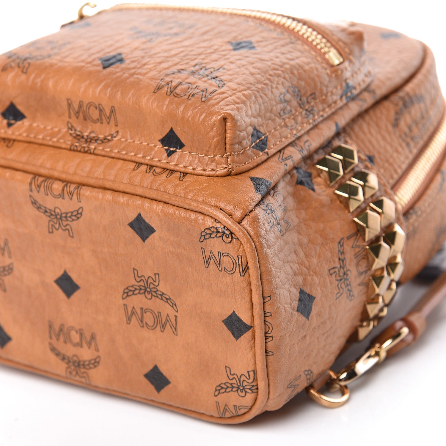 MCM Visetos Side Stud X-Mini Stark Backpack Cognac 10 of 11