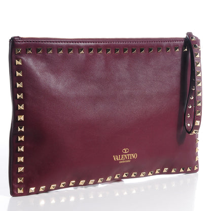Valentino Garavani Vitello Large Rockstud Zip Wristlet Pouch Rubin 3 of 8