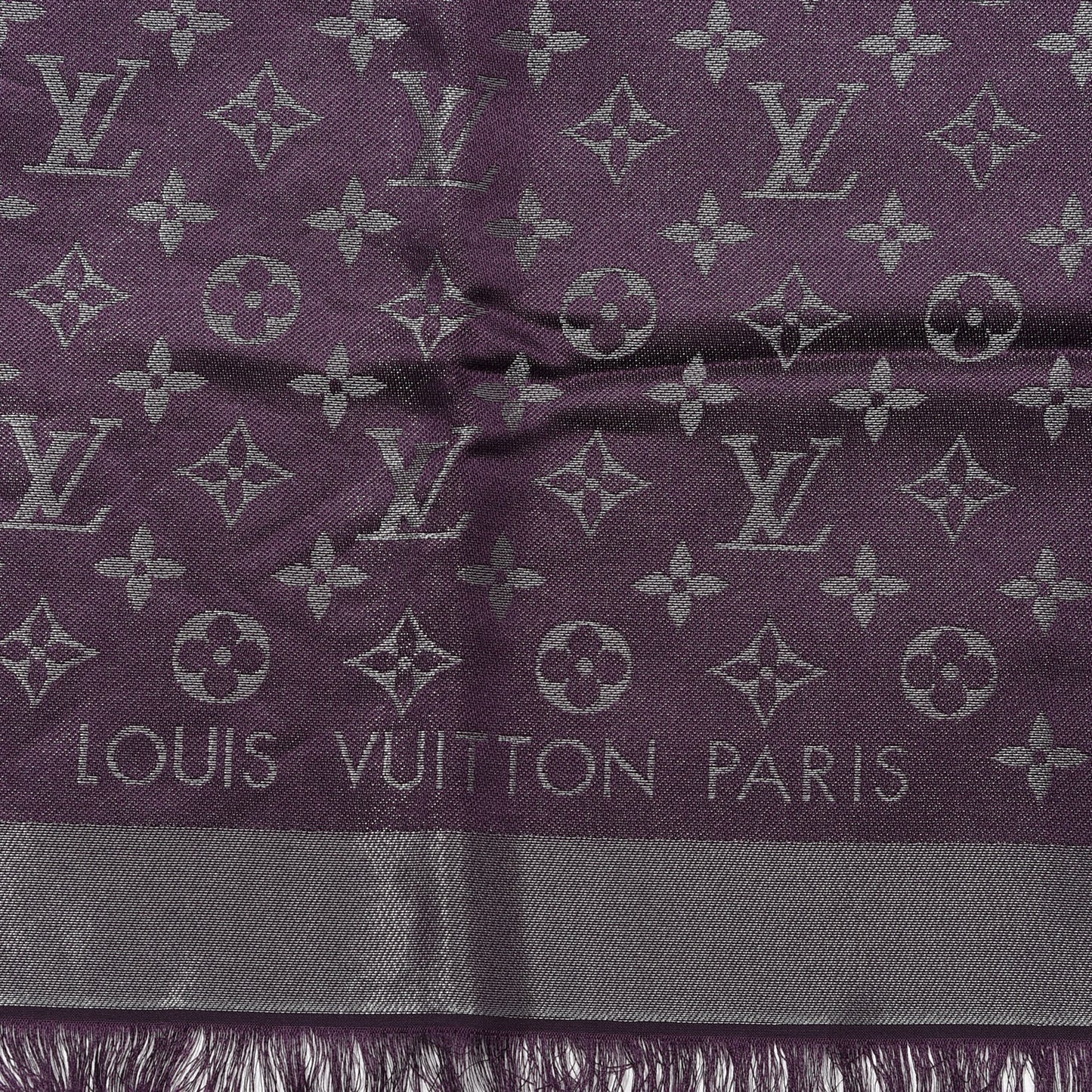 Silk Lurex Wool Monogram Shine Shawl Amarante