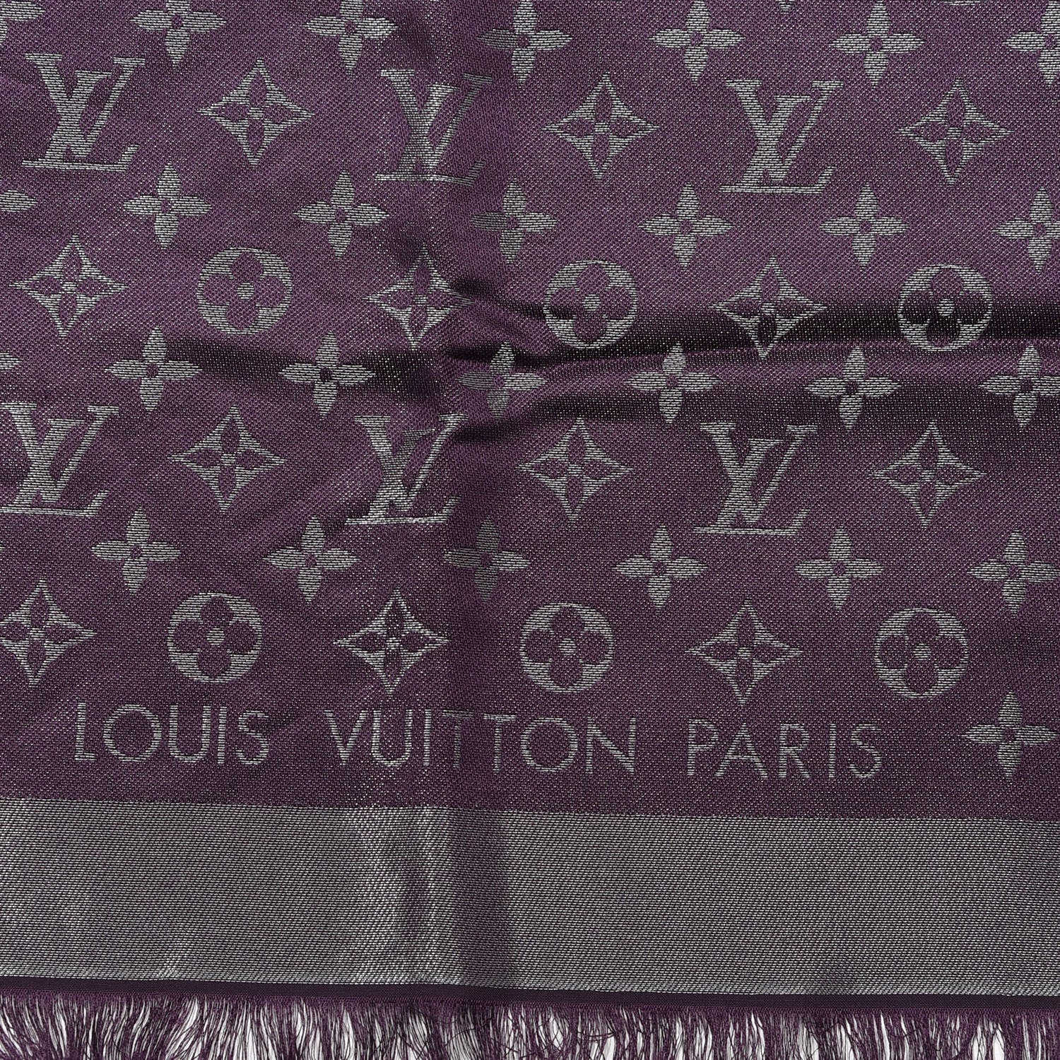 Louis Vuitton Silk Lurex Wool Monogram Shine Shawl Amarante 2 of 3