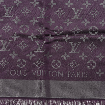 Louis Vuitton Silk Lurex Wool Monogram Shine Shawl Amarante 2 of 3