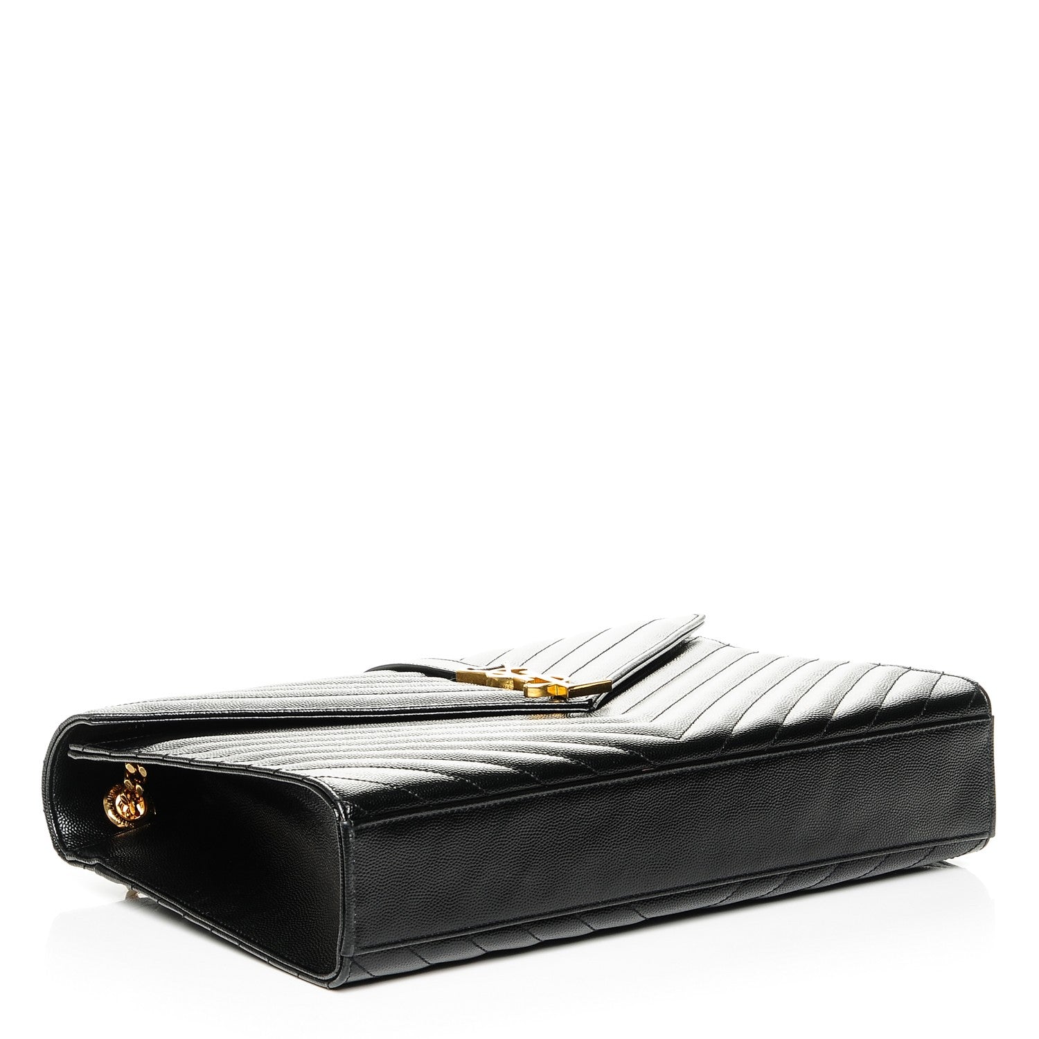 Saint Laurent Grain De Poudre Matelasse Chevron Large Monogram Satchel Black 4 of 6