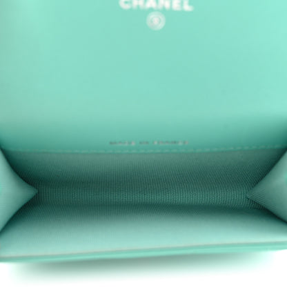 Chanel Lambskin Quilted Flap Card Holder Wallet Turquoise 5 of 12
