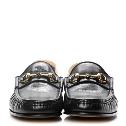 Gucci Goatskin Stripe Mens Horsebit Slingback Slippers 8 Black 2 of 12