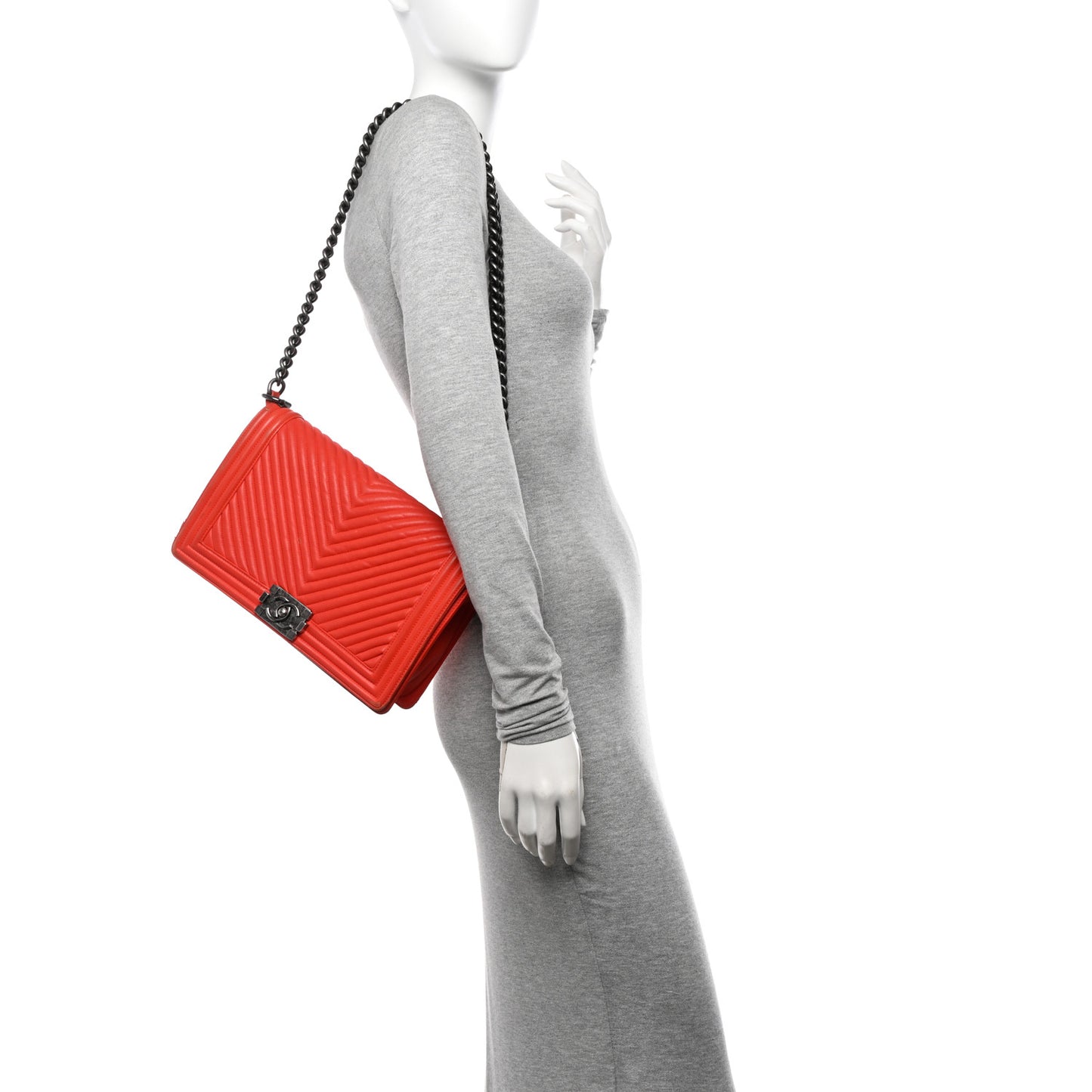 Calfskin Chevron Quilted New Medium Boy Flap Orange