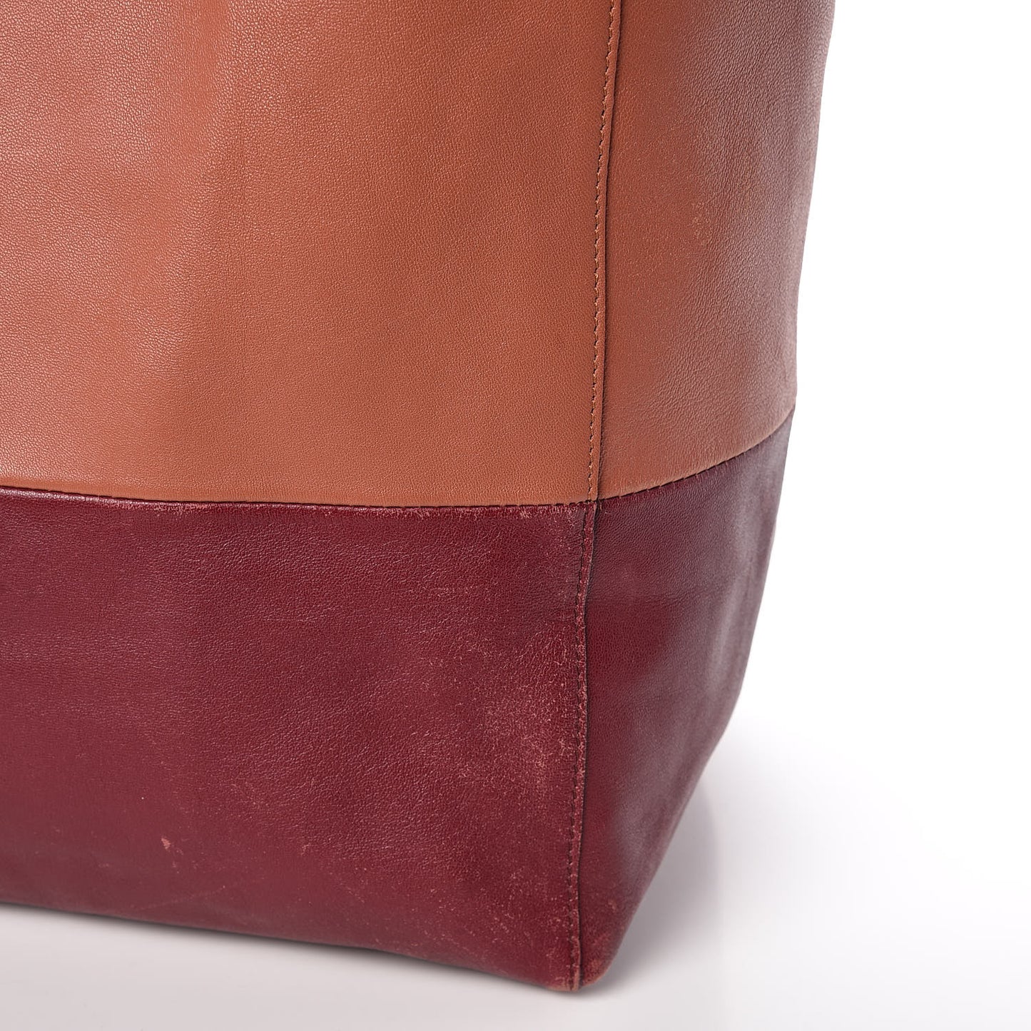 Lambskin Horizontal Bi-Color Cabas Peach Rust