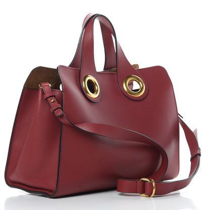 Burberry Smooth Calfskin Small Grommet Embossed Crest Bag Red 3 of 15