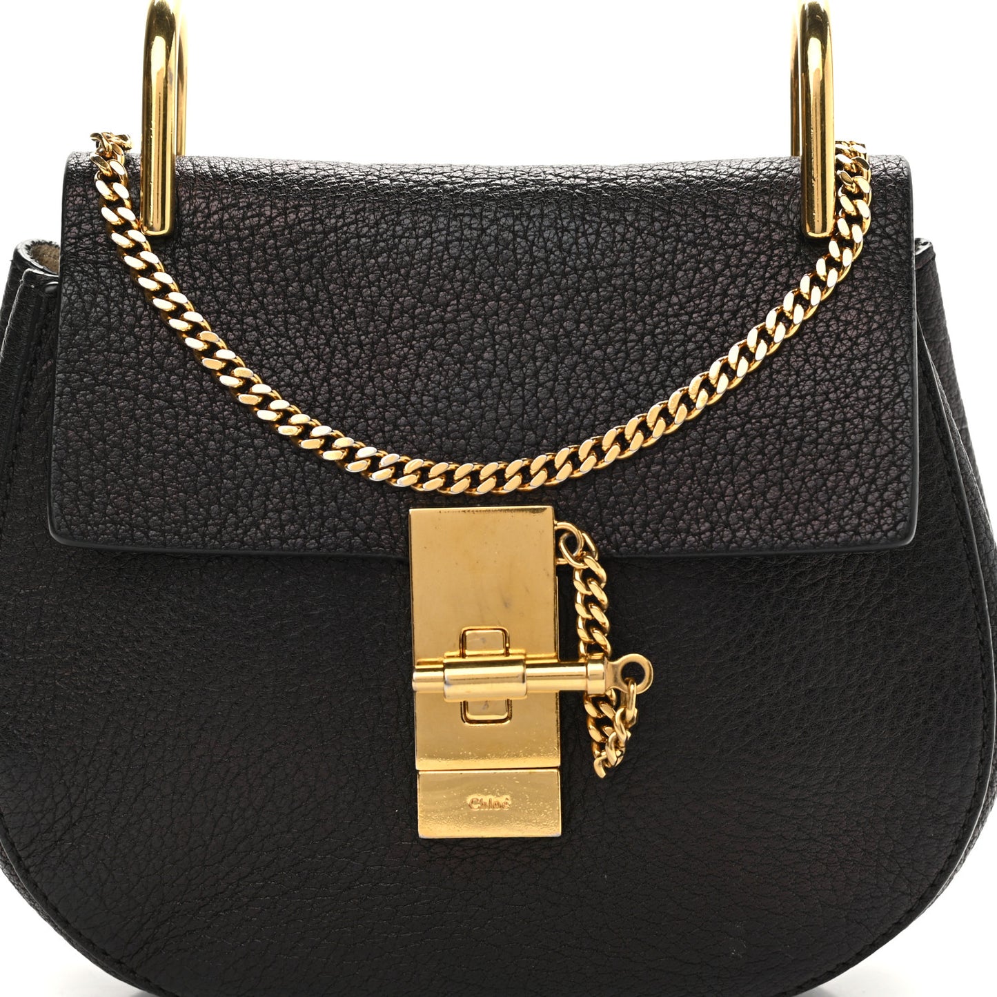 Grained Lambskin Nano Drew Shoulder Bag Black