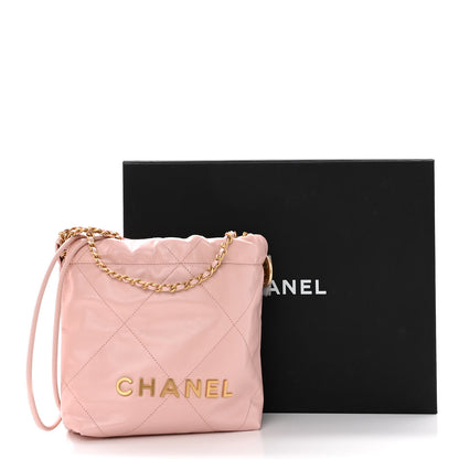Chanel Shiny Calfskin Quilted Mini Chanel 22 Rose Clair 10 of 10