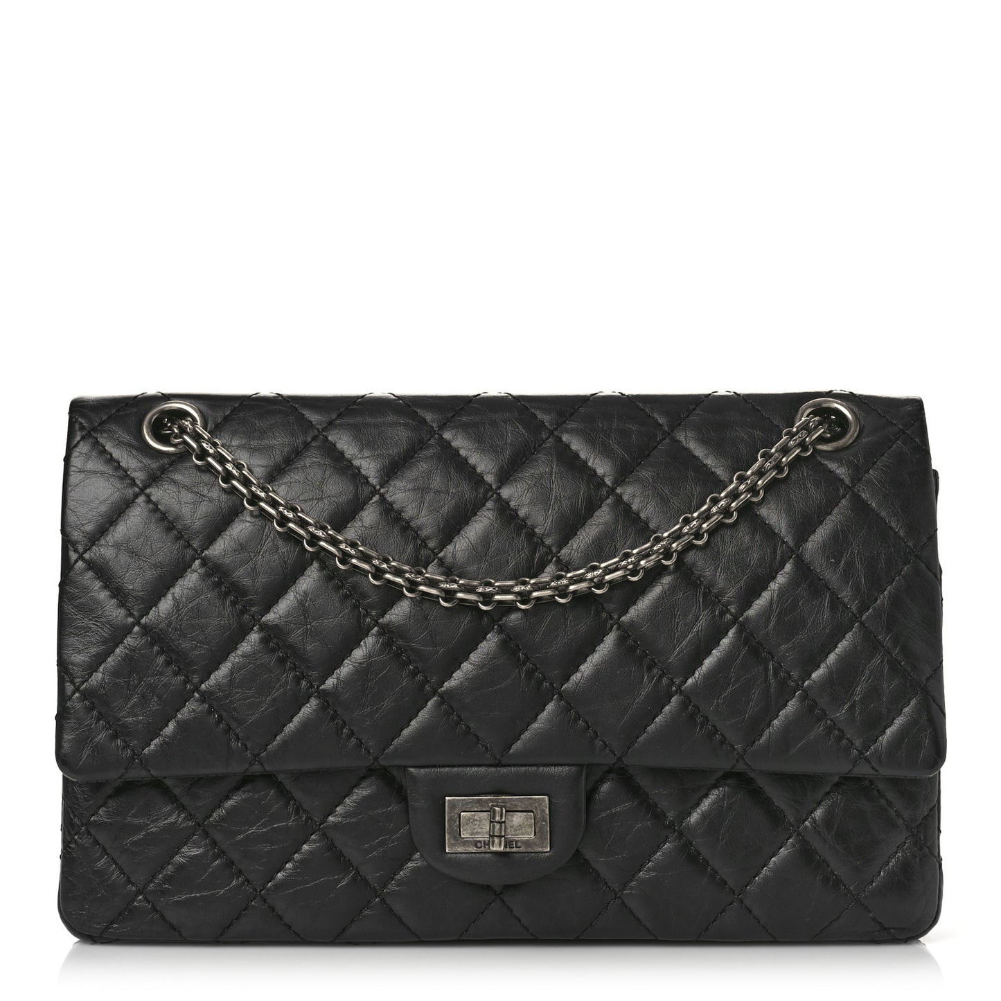 Aged Calfskin Quilted 2.55 Reissue 226 Flap Black