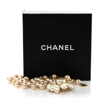 Chanel Pearl Beaded Camellia Chain Belt Gold White 6 of 6