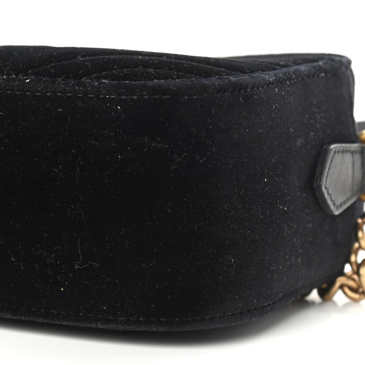 Velvet Matelasse Small GG Marmont Chain Shoulder Bag Black