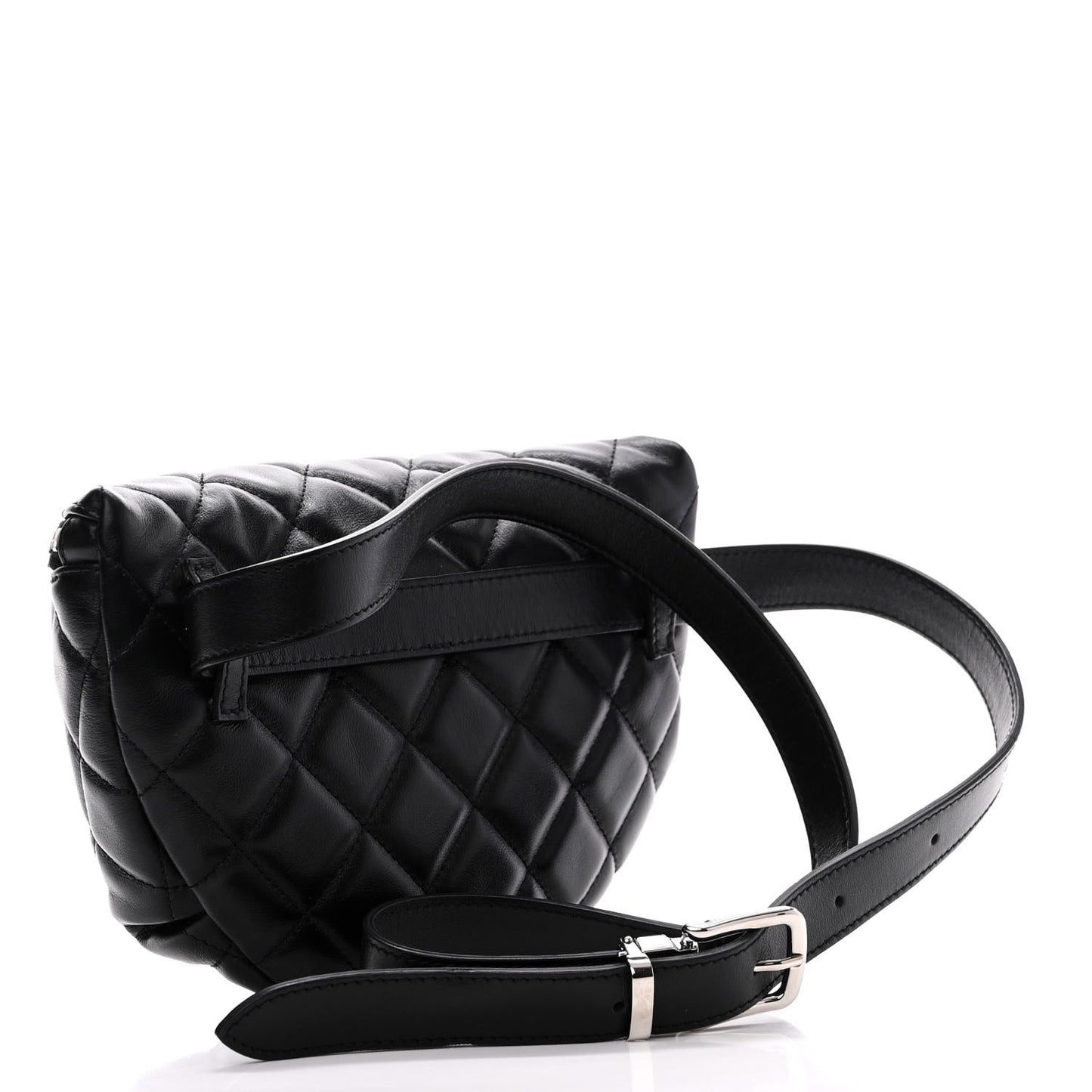 Calfskin Quilted Waist Belt Bag Black