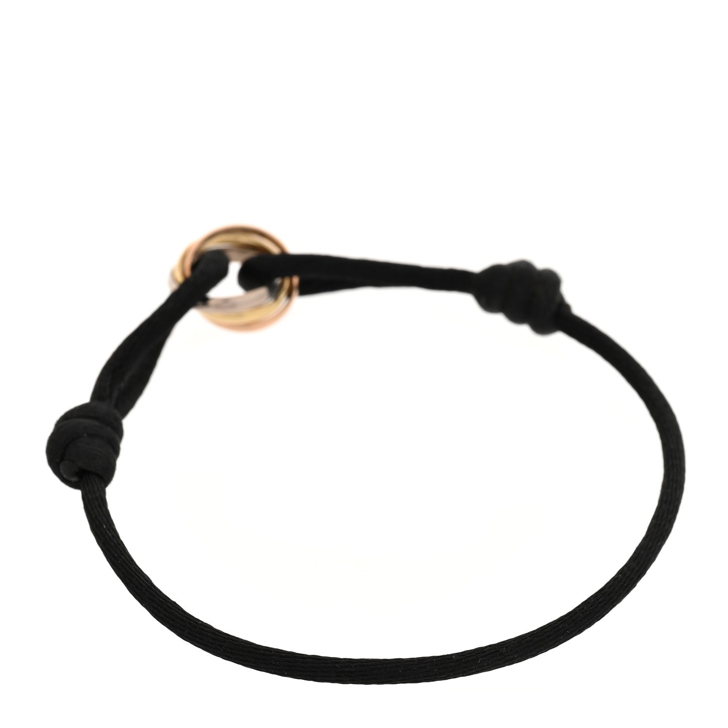 Cartier 18K Pink Yellow White Gold Trinity Adjustable Cord Bracelet Black 2 of 5