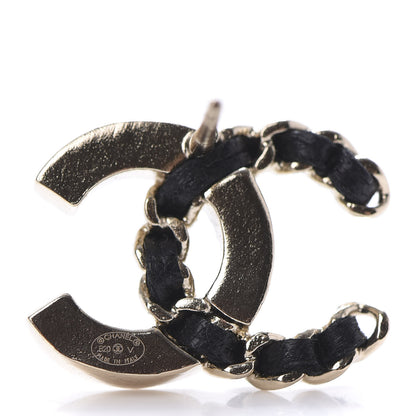 Chanel Crystal Baguette Lambskin Chain CC Vintage Allure Stud Earrings Black Gold 7 of 10