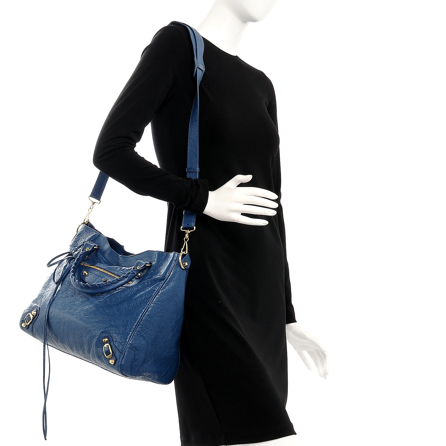 Balenciaga Agneau Classic Gold Hardware Velo Bleu Profond 2 of 8