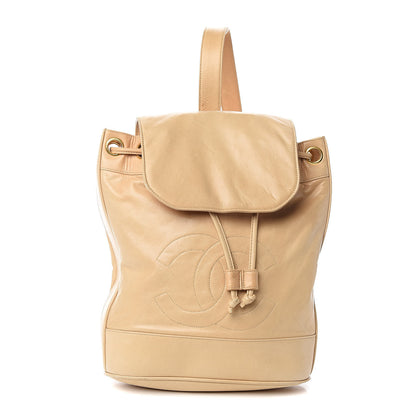 Chanel Lambskin Drawstring Sling Backpack Beige 3 of 16