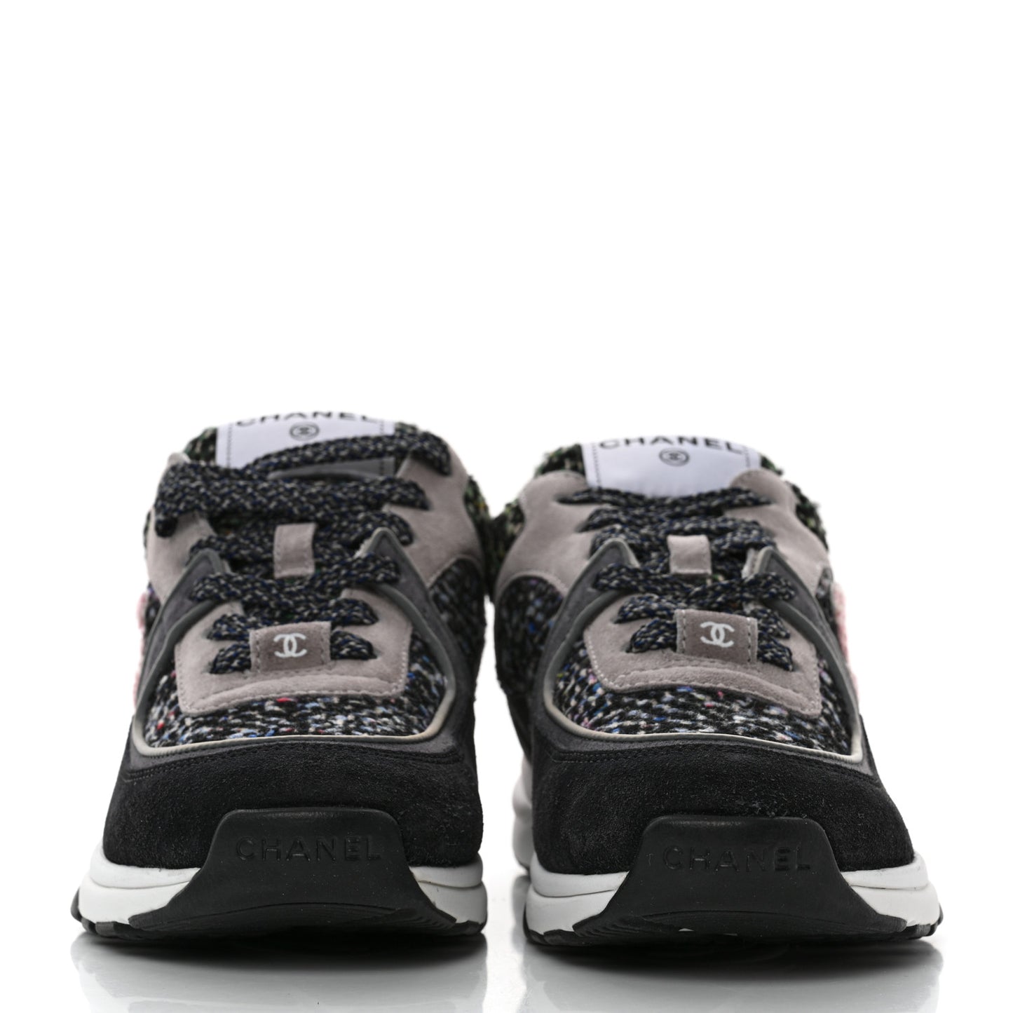 Tweed Suede CC Sneakers 36.5 Grey Pink Multicolor