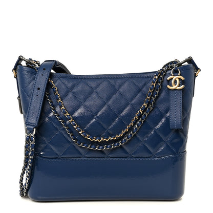 Chanel Patent Goatskin Quilted Medium Gabrielle Hobo Blue 1 of 10