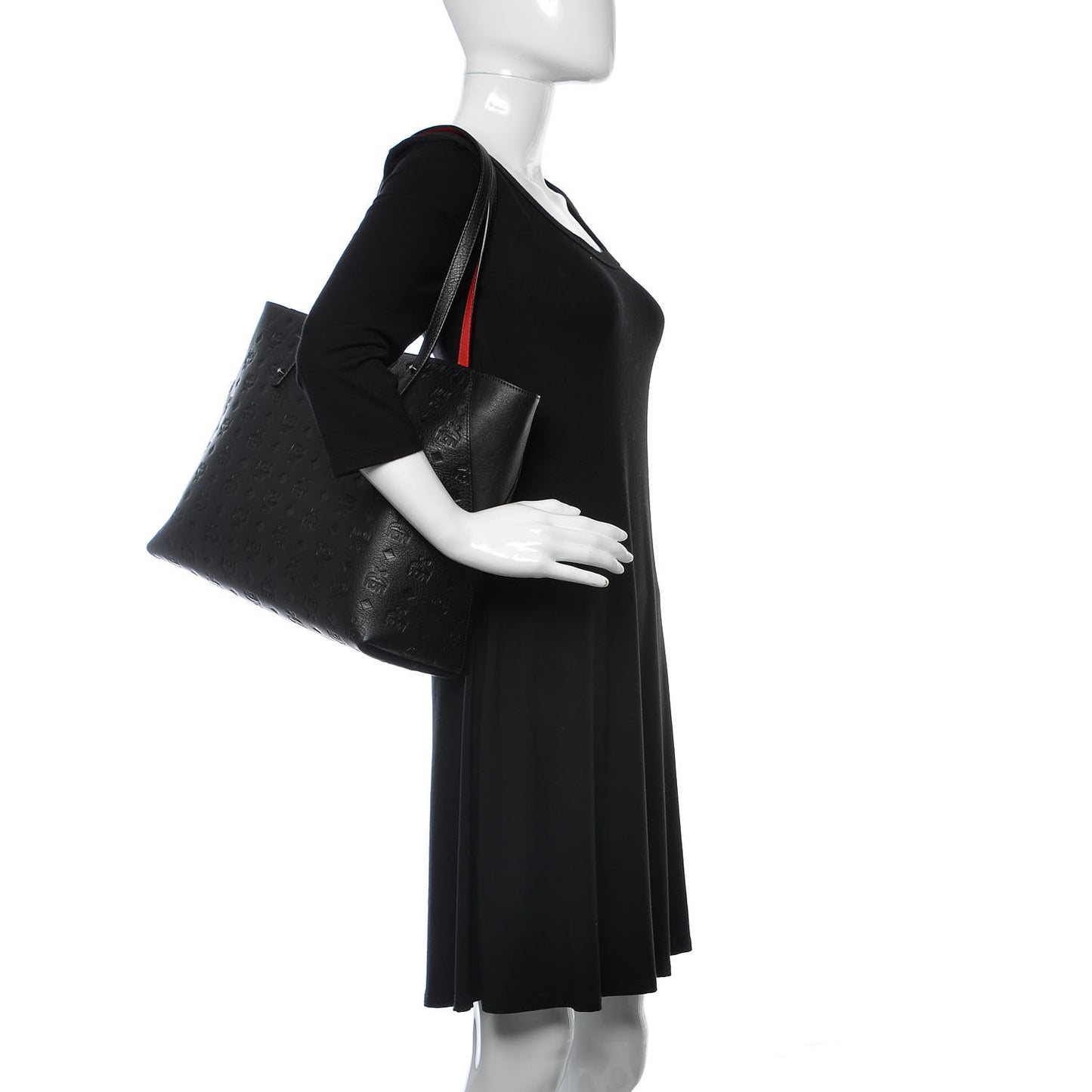 Calfskin Ottomar Monogram Medium Klara Shopper Tote Black