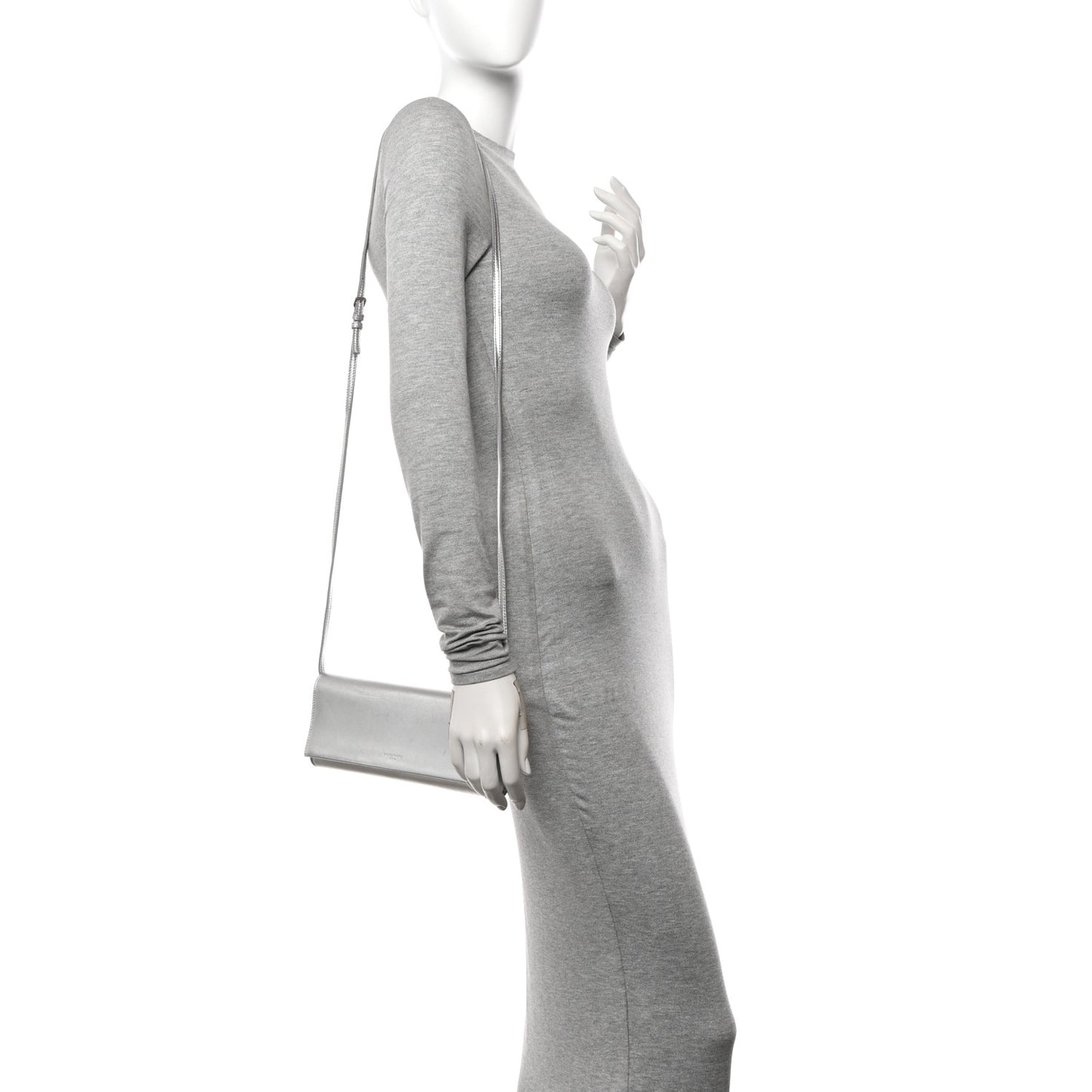 Metallic Nappa Silk Fetiche Clutch Argento