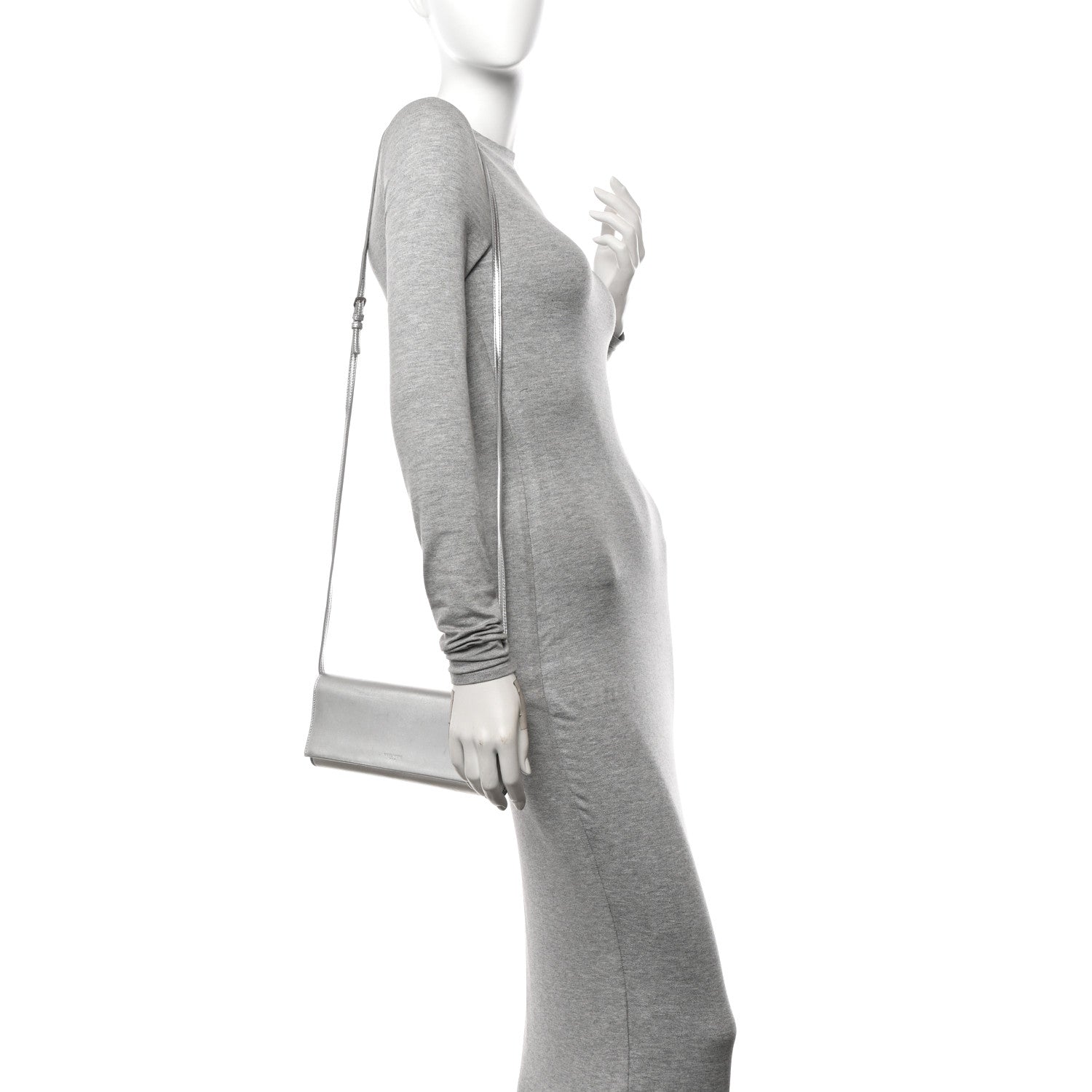 Saint Laurent Metallic Nappa Silk Fetiche Clutch Argento 2 of 11