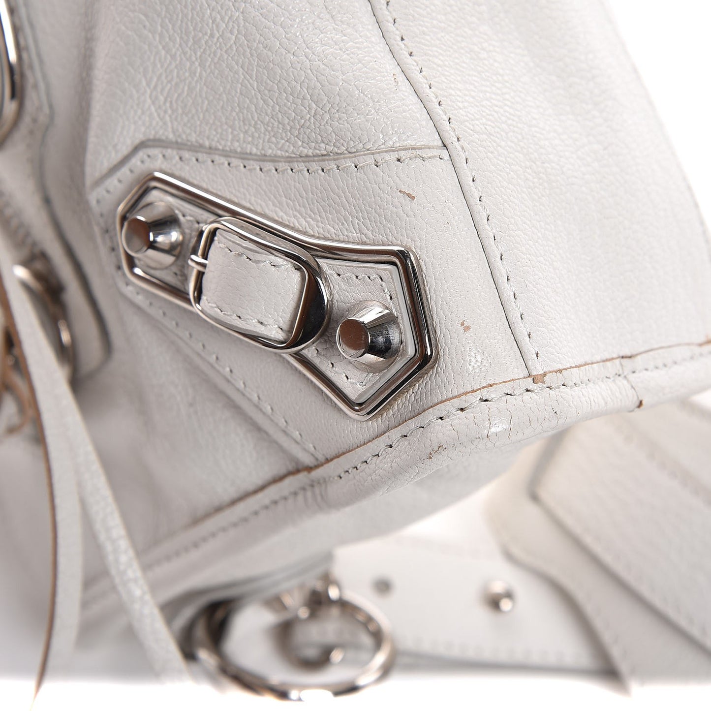 Chevre Silver Metallic Edge Hardware Mini City White