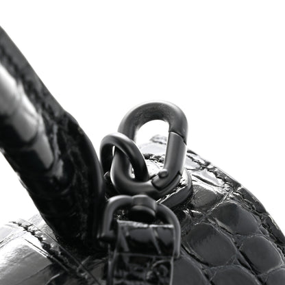 Balenciaga Shiny Calfskin Monochrome Crocodile Embossed Small Hourglass Top Handle Bag Black 12 of 12